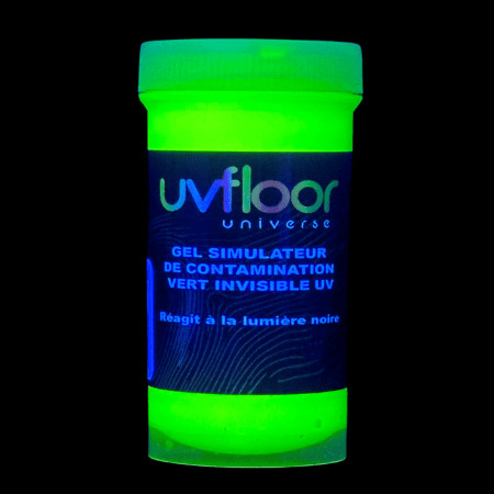 Hygiène des mains gel invisible UV vert